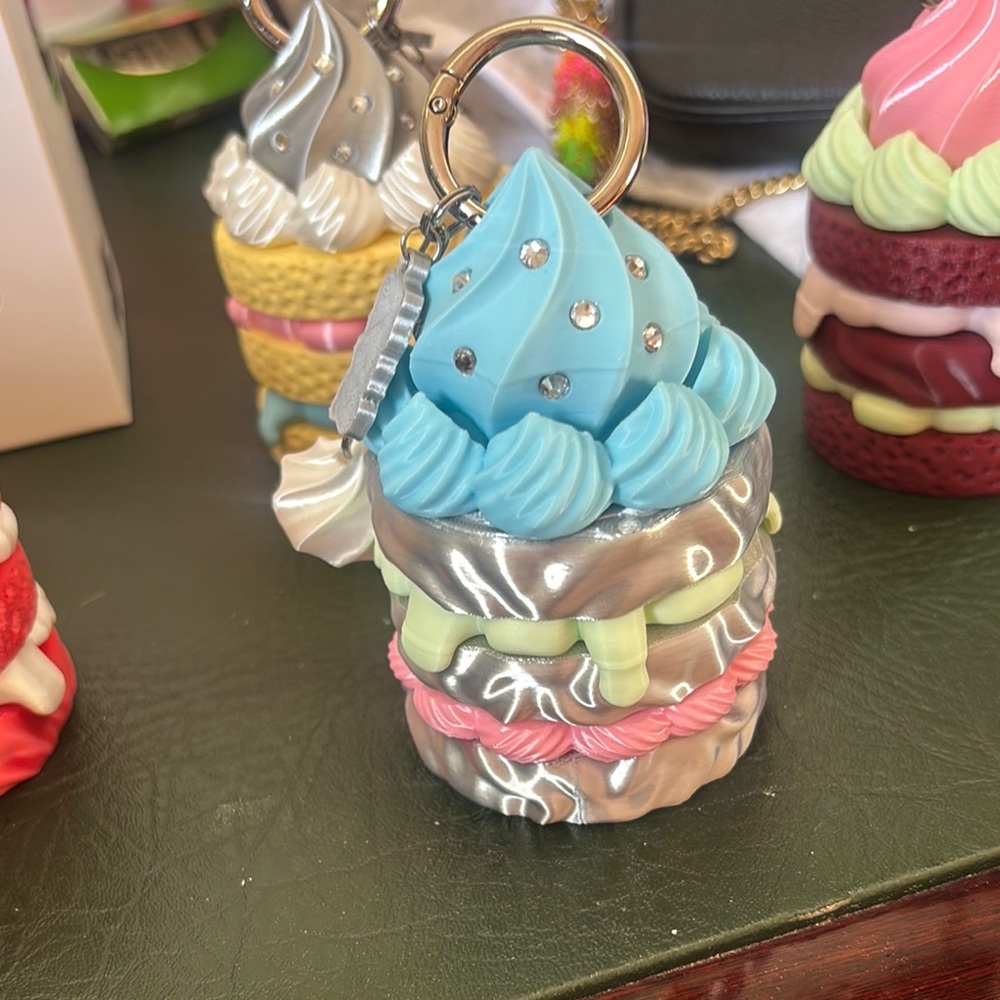 Blue Whipped Cream Dessert Keychain by